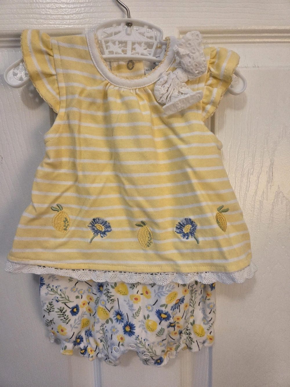 Laura Ashley Yellow & White Striped Lemon Floral Set